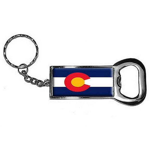 Colorado State Flag Keychain Key Chain Ring Bottle Bottlecap Opener