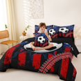 thumbnail image 4 of Manfei Soccer Football 7-Piece Twin Bedding,Patriotic Us Flag Bedding Comforter Set,Red White,Black Reversible, 4 of 7
