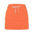 thumbnail image 6 of Clearance! Delayuji Black Skirt with Shorts Fashionable Casual Sports Casual Skirt with Pocket Drawstring Solid Color Mid Waist Skirt Pants L Orange, 6 of 6