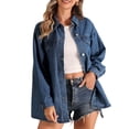 thumbnail image 1 of Chaqueta de mezclilla INSPIRE CHIC para la moda femenina con solapa, botones, manga larga y estilo casual, 1 of 6