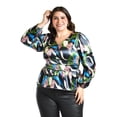 thumbnail image 1 of Blusa satinada multicolor Roman Fashion Tallas Extras 1844 Verde Azul 36, 1 of 6