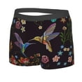 thumbnail image 2 of Balery Humming Bird And Tropical Flowers Embroidery Men's Boxer Briefs, Soft and Breathable Cotton Underwear with nylon Waistband-X-Large, 2 of 9