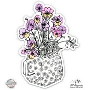 Violets in a Jar Cute - 3" Vinyl Sticker - For Car Laptop I-Pad Phone Helmet Hard Hat - Waterproof Decal
