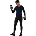 thumbnail image 6 of Active Men's Long Sleeve Athletic Compression Shirt with Crew Neckline and Stretch Fit Performance Fabric - Large, Navy, 6 of 7