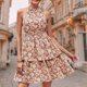 thumbnail image 4 of Femmes Halter Mini Dress Backless Floral Imprimé Tie Up Loose Fit Vacation Outfit FLhrweasw Nuevo, 4 of 7
