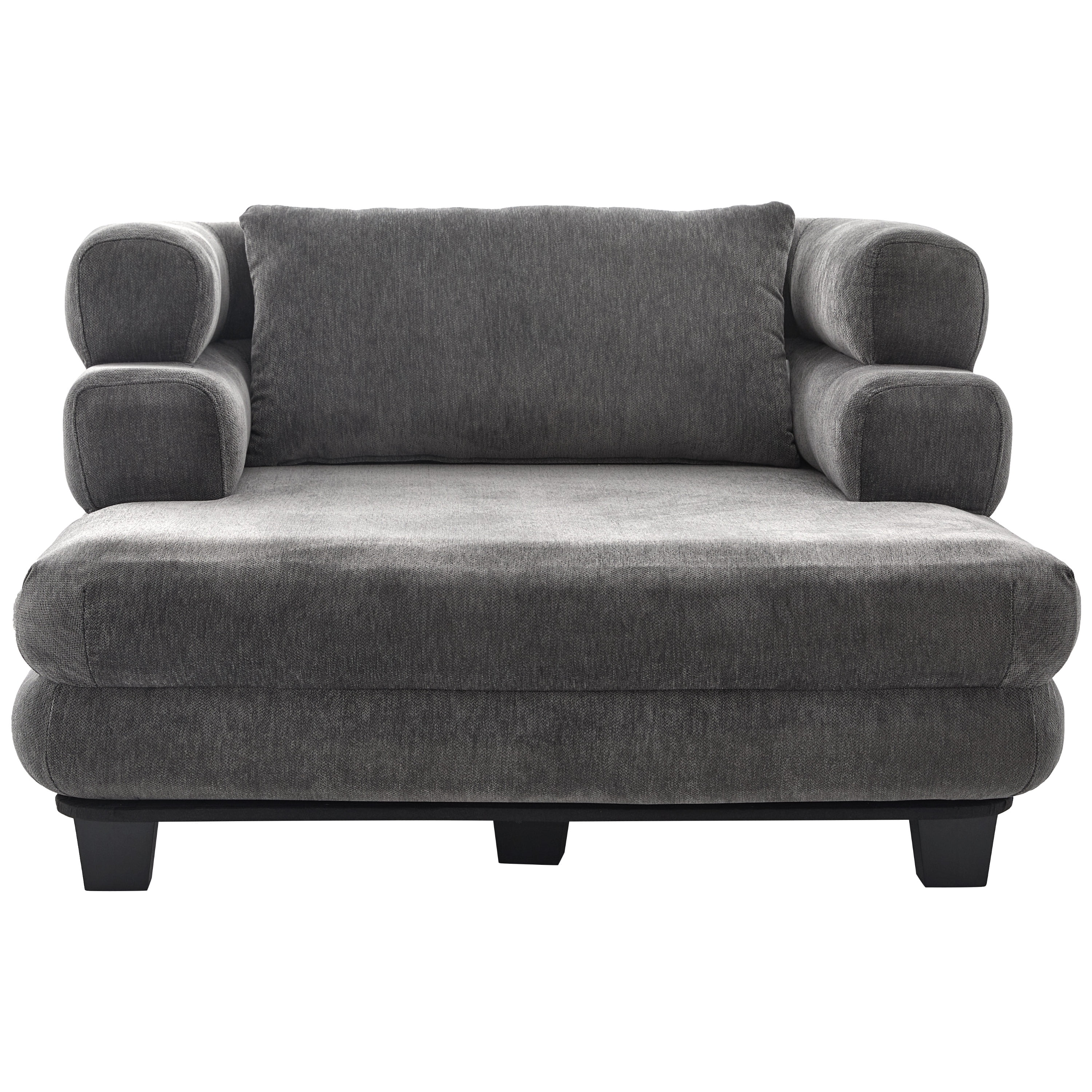 Euroco Oversized Chaise Lounge 52.4" Modern Comfy Lounger Chenille Upholstered Sofa Bed with Deep Seat and Layered Armrests for Living Room or Bedroom, Grey