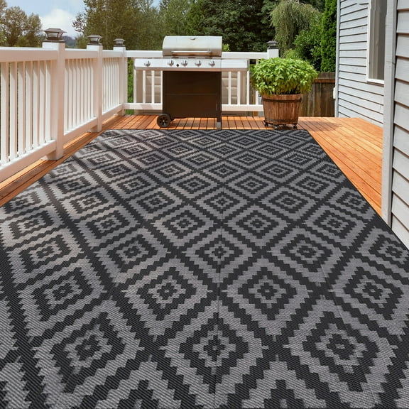 9x12' Large Reversible Outdoor Rug Waterproof RV Area Rug Camping Rug Mat Home