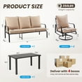thumbnail image 3 of MAYEERTY 6-Piece Metal Frame Outdoor Patio Set with Swivel Chairs, Three-Seater Sofa, and Coffee Table, 3 of 9