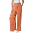 thumbnail image 2 of FUNUONY Wide Leg Pants Woman Pull On Stretchy Work Dress Pants High Waisted Business Casual Trousers Slacks Solid Color Straight Loose Yoga Pants Streetwear Stretchy Baggy Joggers Pants Rd1 S, 2 of 7