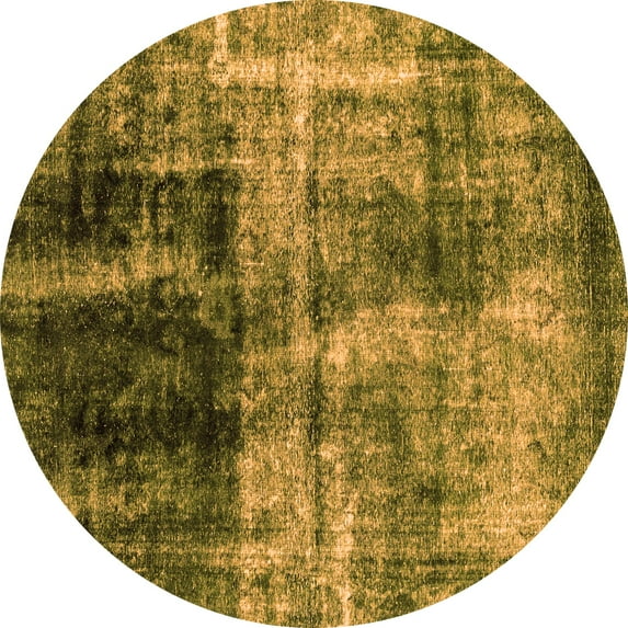 Ahgly Company Indoor Round Abstract Orange Modern Area Rugs, 7' Round