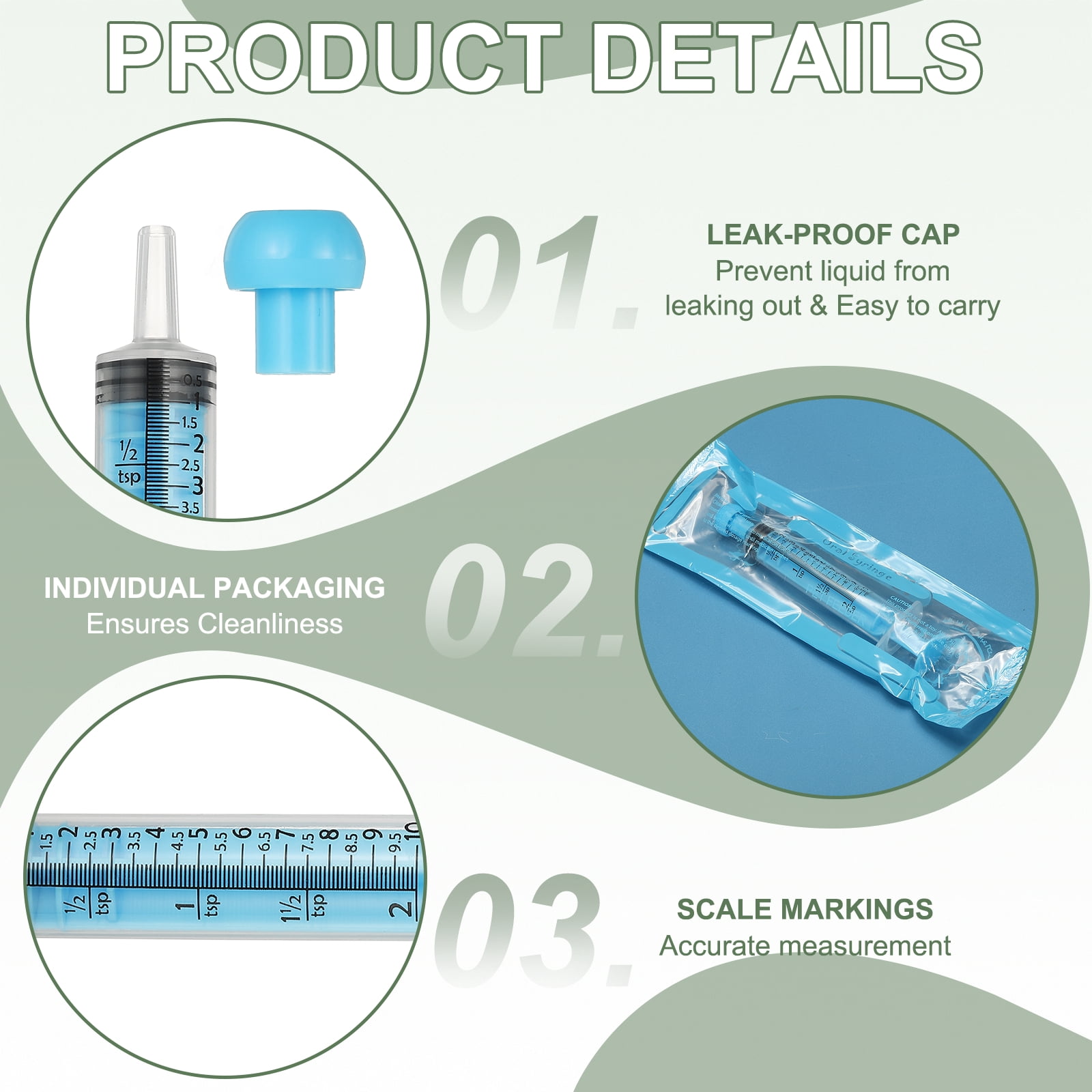 Uxcell Feeding Syringes with Cap Plastic Syringes Pet Feeding Measuring Tool No Needle, 10ml, Blue, 20 Pcs for Pets