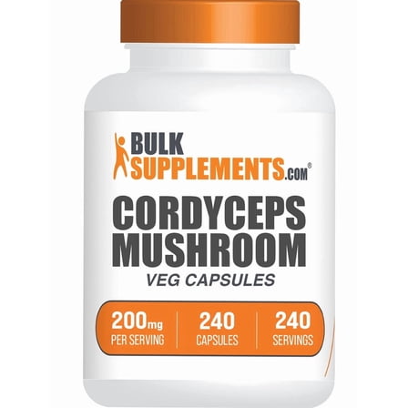 BulkSupplements Cordyceps Extract Capsules - Cordyceps Mushroom Supplement, 1 Capsule per Serving (2000mg Equivalent), 240 Count