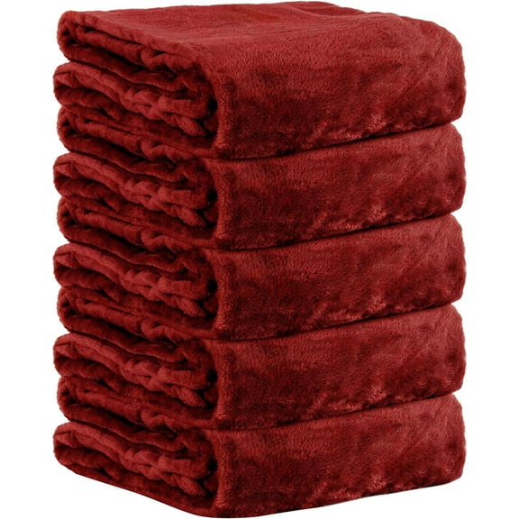 Bulk Twin Blankets for Wedding Guests, Favors, Homeless Adults Twin Fleece Bulk Throw Blankets 24 Pack for Weddings, Charity (All Red Pack)