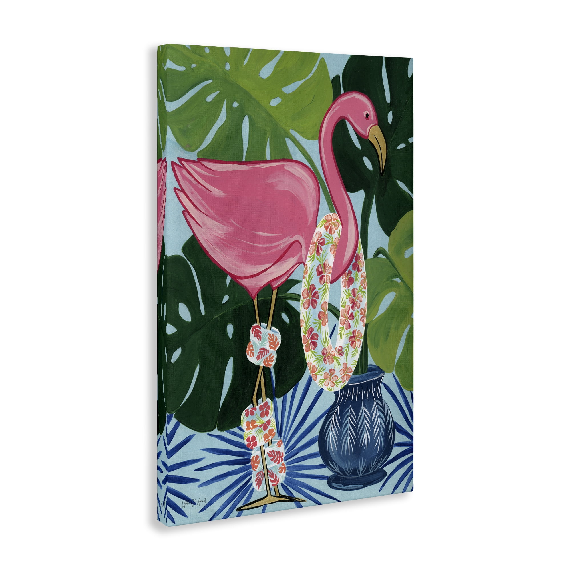 Stupell Industries Beach Ready Flamingo Animals Painting Wrapped Canvas Art Print Wall Art, 20 x 30