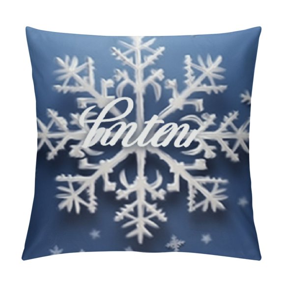 Heduofu Pillowcase Pillow Cover Protector Pillow Sham Winter Christmas Snowflakes New Year Blue Queen with Zipper for Long Throw Pillow White