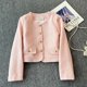 thumbnail image 2 of Chaqueta de Tweed gruesa de manga larga con lentejuelas, abrigo pequeño con fragancia, cuello redondo, manga larga, botonadura única, otoño, 2 of 5