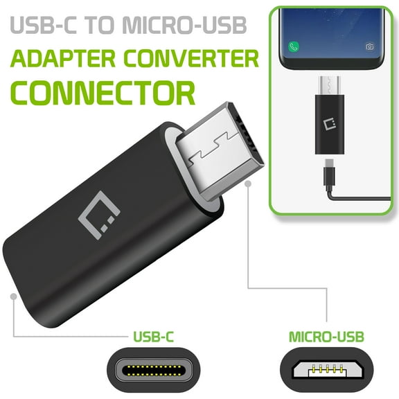 Cellet Male Micro-USB to Female USB-C Adapter Connector - Black