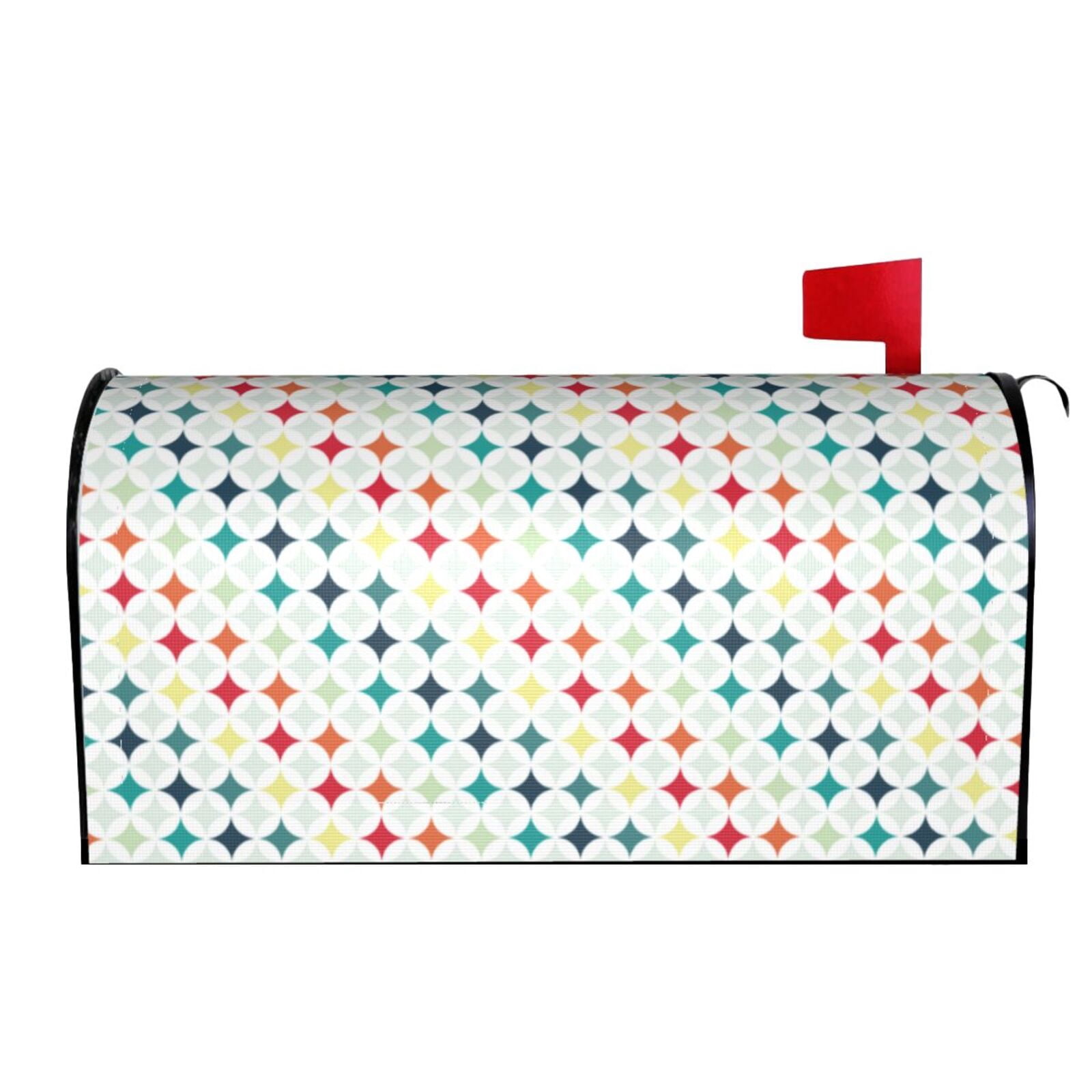 Xecao Colorful Geometric for Mailbox Cover with Magnetic Strips, Waterproof and Sunscreen, Adds a Decorative Touch to Your Garden Yard.