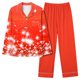 thumbnail image 1 of Puntoco Conjunto De Pijama De Pantalones Y tops Casuales De Manga Larga Con Estampado Navideño Para Mujer (1 top + 1 Pantalón) Conjunto De Solapa De Manga Larga Rojo L, 1 of 4