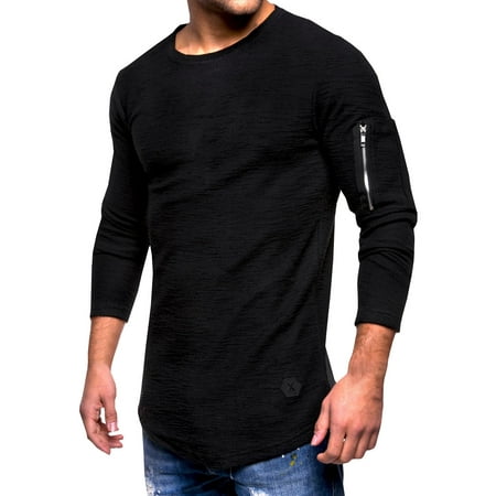 KABOER - KABOER 2019 New Men's Arm Zipper Stitching Long-sleeved T ...