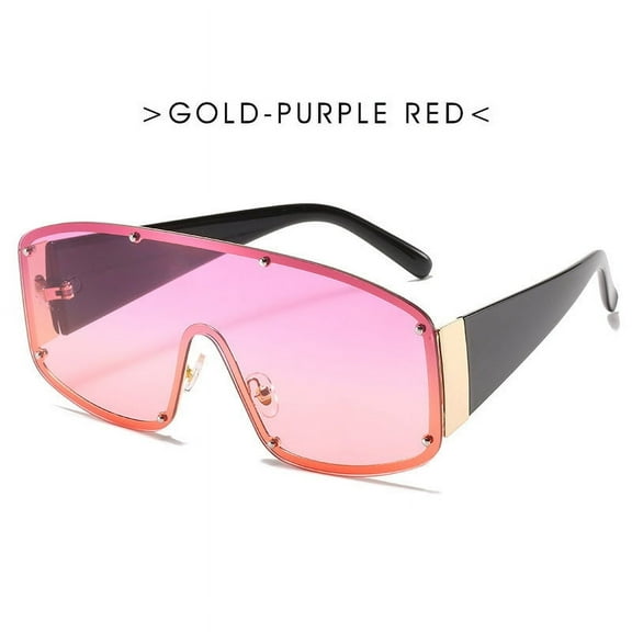 Men's Trendy Sunglasses Large Frame Metal Sun Glasses One Piece Design with PC Lens Fashion Eyewear 80 Percent Visible