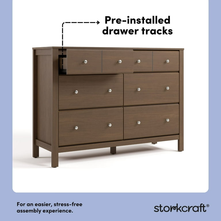 Storkcraft Horizon 6 Drawer Nursery Double Dresser, Hazelnut