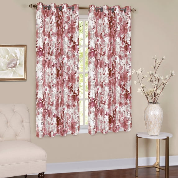 Collections Etc Tranquil Trees Insulated Curtain Panel Burgundy 50" x 63"