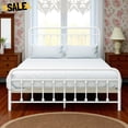 thumbnail image 2 of GZXS Queen Metal Bed Frame with Headboard & Footboard, Heavy-Duty Steel Slats and Center Support, Queen Size Platform Bed with 10.6" Under-Bed Storage Space, White, 2 of 7