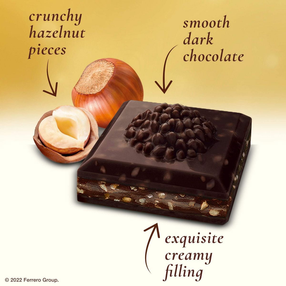 FERRERO ROCHER Dark Chocolate Bar, Hazelnut & Cocoa Filling, Premium Indulgent Dark Chocolate Tablet 3.1 oz - Pack of 2
