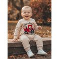 thumbnail image 4 of BemeyourBBs Baby Boy Spring Fall Winter Clothes Newborn Baby Boys Hospital Going Home Outfit One Piece Romper A Little Driver is Here Letters Tractor Printed Long Sleeve Jumpsuit Bodysuit, 4 of 9