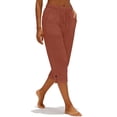 thumbnail image 6 of Resicozy Cotton Capri Pants for Women Loose Fit Straight Leg Drawstring Elastic Waist Cropped Pant Casual Summer Clothes Red XL, 6 of 6