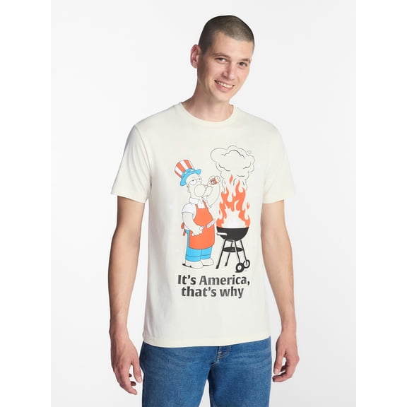 The Simpsons, Men's & Big Men's Americana Graphic Tee, Home of the Free, Sizes XS-5XL