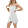 thumbnail image 2 of Women's Twist Strap Summer Dress, Round Neck Satin Slip Dress, Casual Mini Dress for Daily Wear, 2 of 9