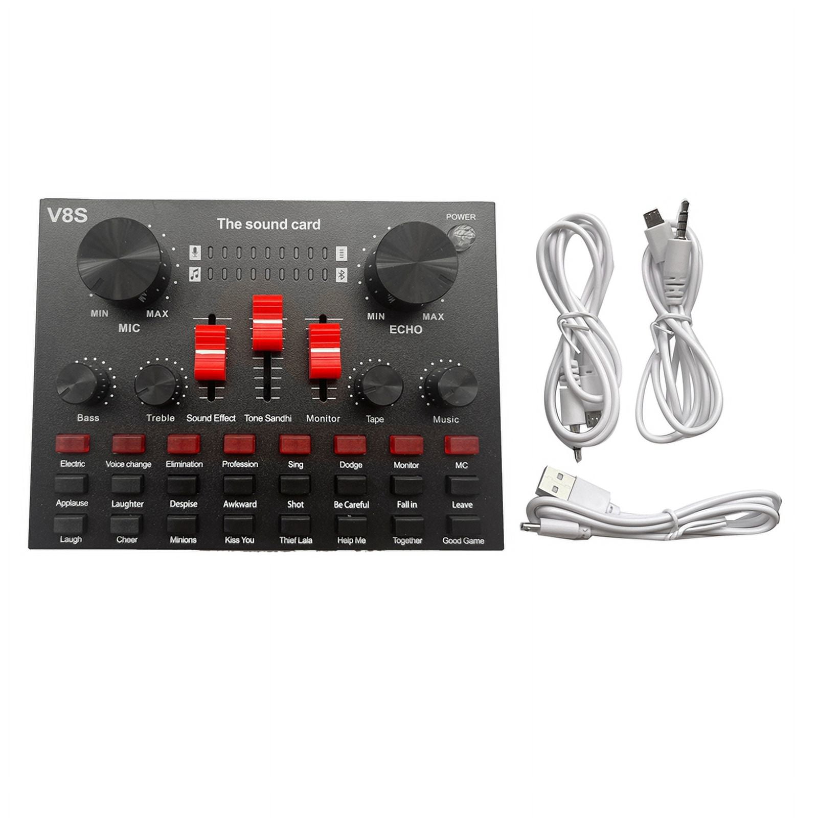 V8S Microphone USB Rechargeable External Mixer Karaoke 3.5Mm Interface Sound Card Por12L3677