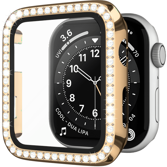 ePacks for Apple Watch Case 40mm Series 6/5/4/SE with Tempered Glass Screen Protector, Bling Case Crystal Diamonds Rhinestone Bumper Overall Hard PC Protective Cover for iWatch 40mm, Gold