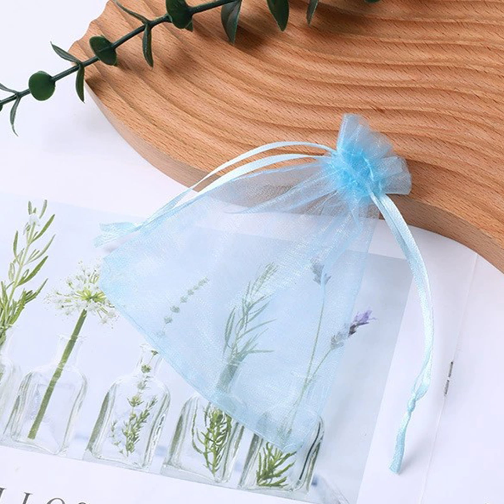 OIUR 100Pcs Organza Bags Large Capacity Vibrant Color Multipurpose Party Favor Mesh Bags Drawstring Jewelry Gift Bags