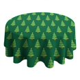thumbnail image 4 of Green Christmas Tree Pattern Round Tablecloth 60"x60",Wrinkle Wipeable Table Cloth for Kitchen Dining Room Picnic Patio Party, 4 of 6