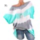 thumbnail image 1 of Camiseta de mujer Blusa con estampado de rayas en la parte superior de manga corta con un hombro, Verde, XL Vogacara  AP001847-04, 1 of 5