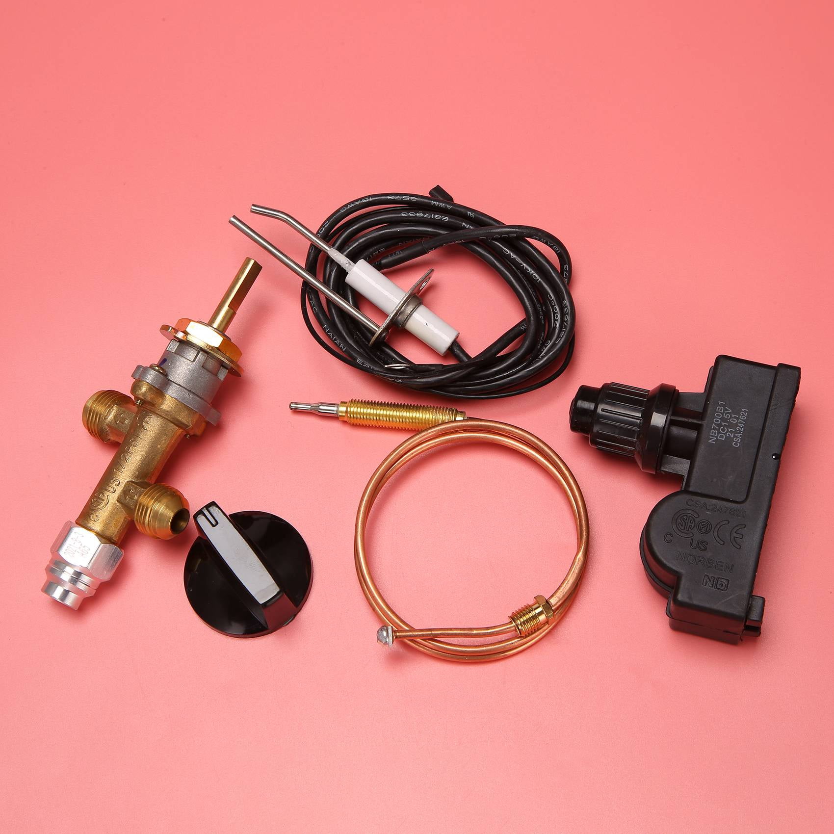 Kit Soupape Commande Foyer Propane - Thermocouple 600mm Cuivre - Pour Poêle Gaz 50.000 BTU