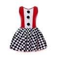 thumbnail image 3 of YEAHDOR Kids Girls Halloween Clown Carnival Performance Outfit Sleeveless Checkerboard Print Tutu Dress Red 16, 3 of 7