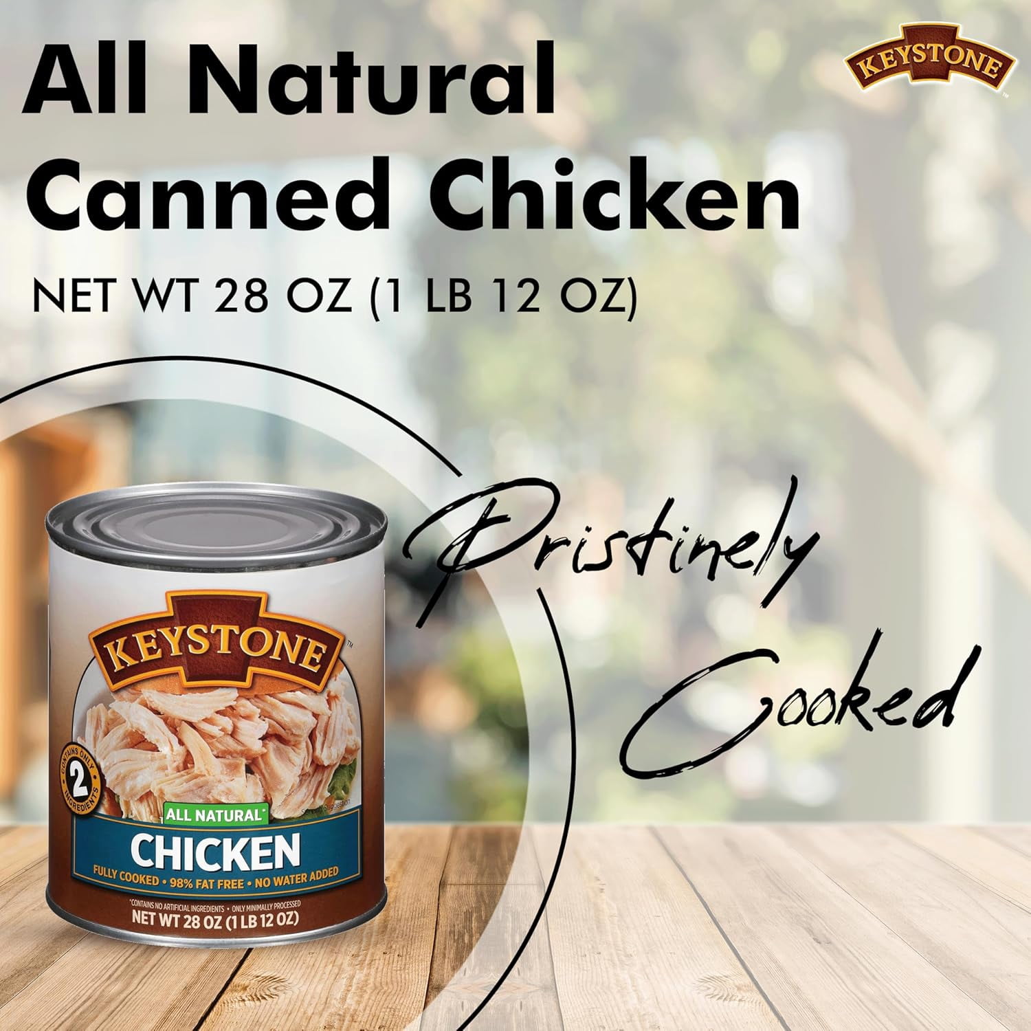 Keystone Meats All Natural Canned Chicken 28 oz (Pack of 3) – Fully Cooked, 98% Fat Free, Gluten Free, Shelf Stable 5 Year Emergency Food, Ready to Eat Chicken, Made in USA