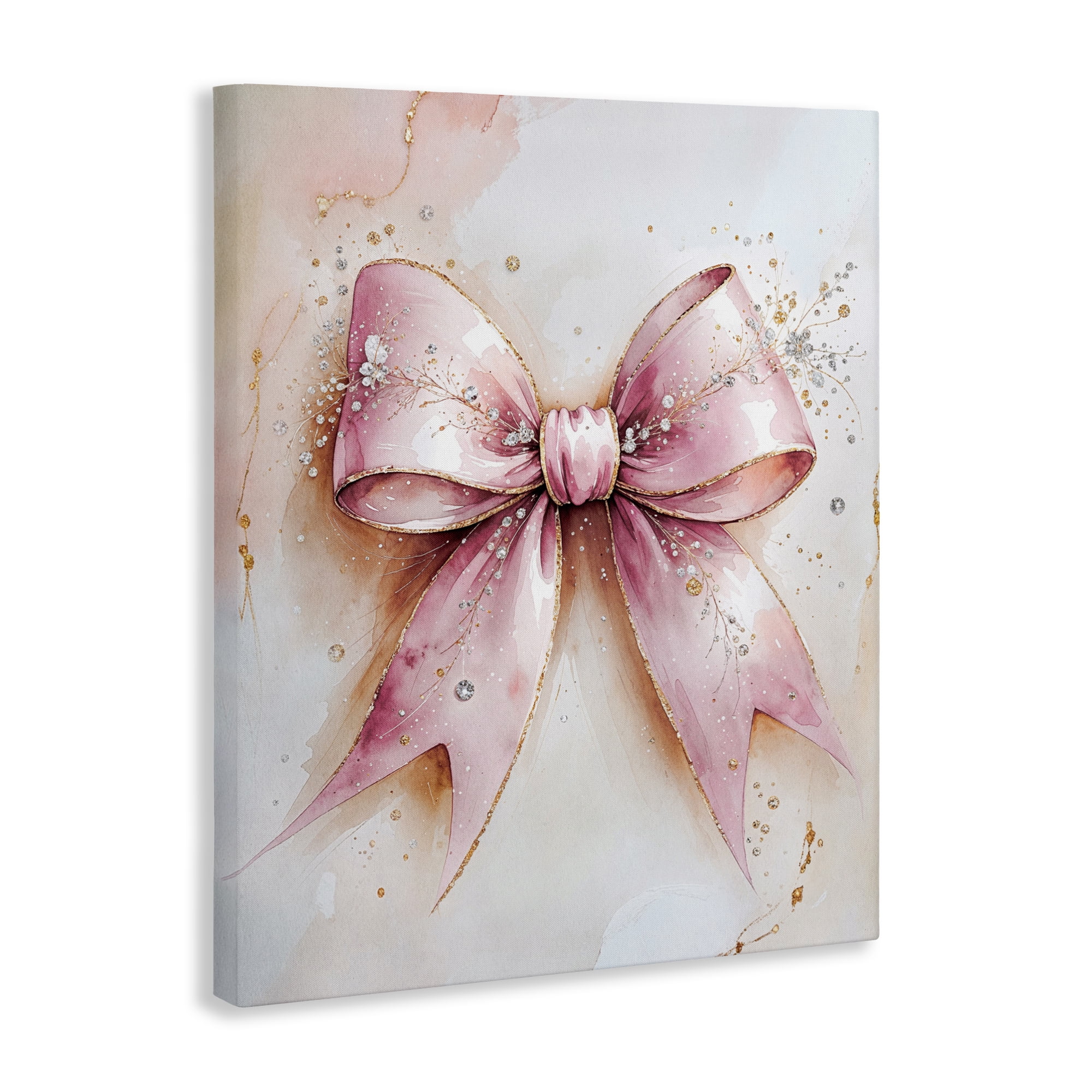 Stupell Industries Glamorous Blush Pink Bow Canvas Wall Art, design by Nataly White