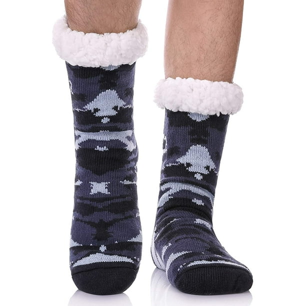 Mens Fuzzy Slipper Socks Animal Thick Cosy Warm Soft Fleece lined Thermal  Winter Non Slip Home Socks 
