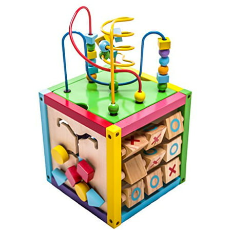 6-in-1 Play Cube Activity Center - Wood