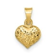 thumbnail image 4 of Auriga Fine Jewelry 14K Yellow Gold Diamond-cut Puffed Heart Pendant (L- 0.43inch, W- 0.32inch) for Women, 4 of 7