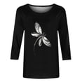 thumbnail image 3 of ZVAVZ Womens Plus Size Tops Womens Summer 3/4 Sleeve T Shirt Three Quarter Sleeve Top for Womens Lightweight Round Neck Loose Fit Tee Blouse Party Tops for Women, 3 of 4