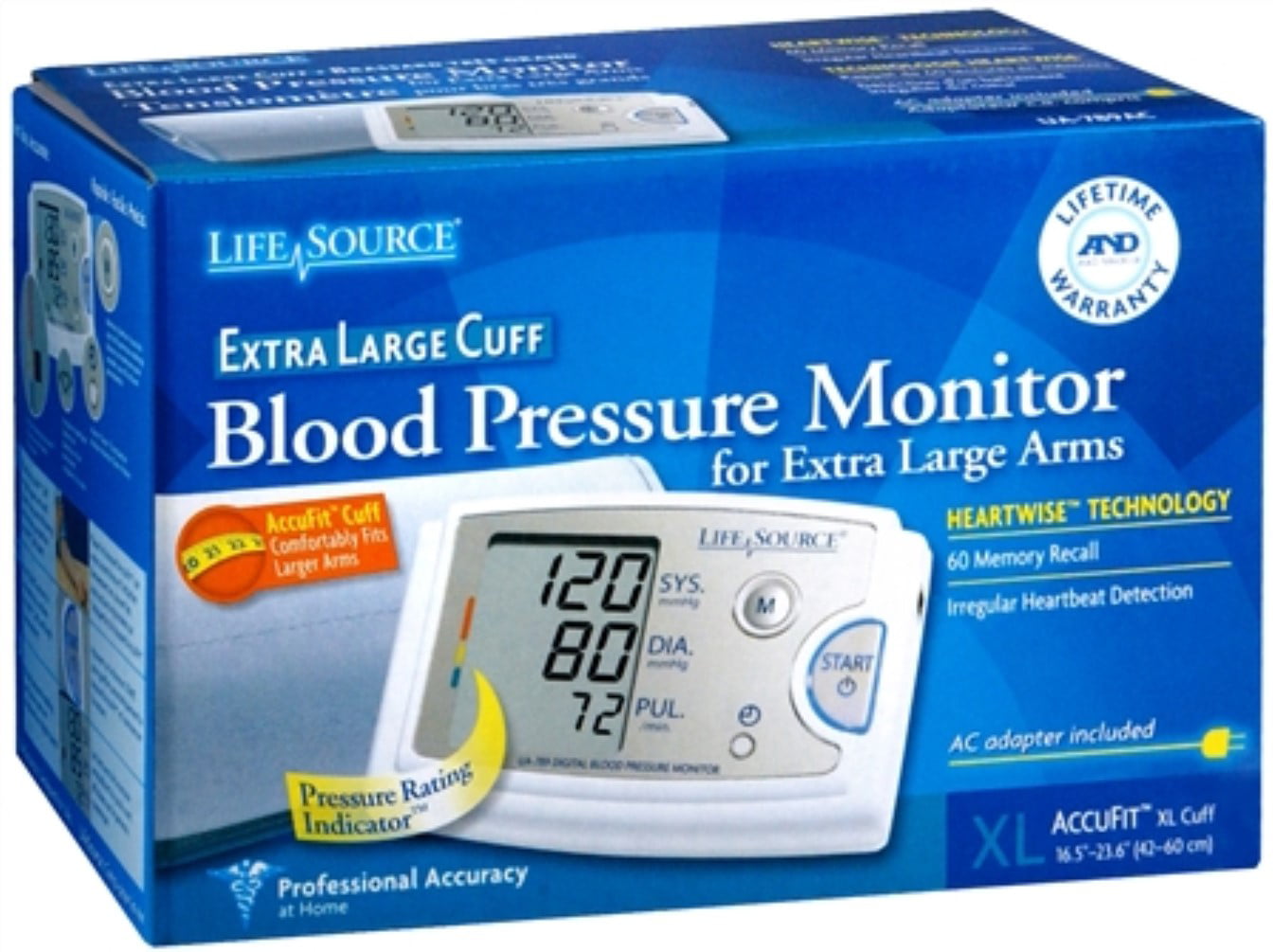 LifeSource Ua-705vl Advanced Manual Inflate Blood Pressure Monitor Large Cuff