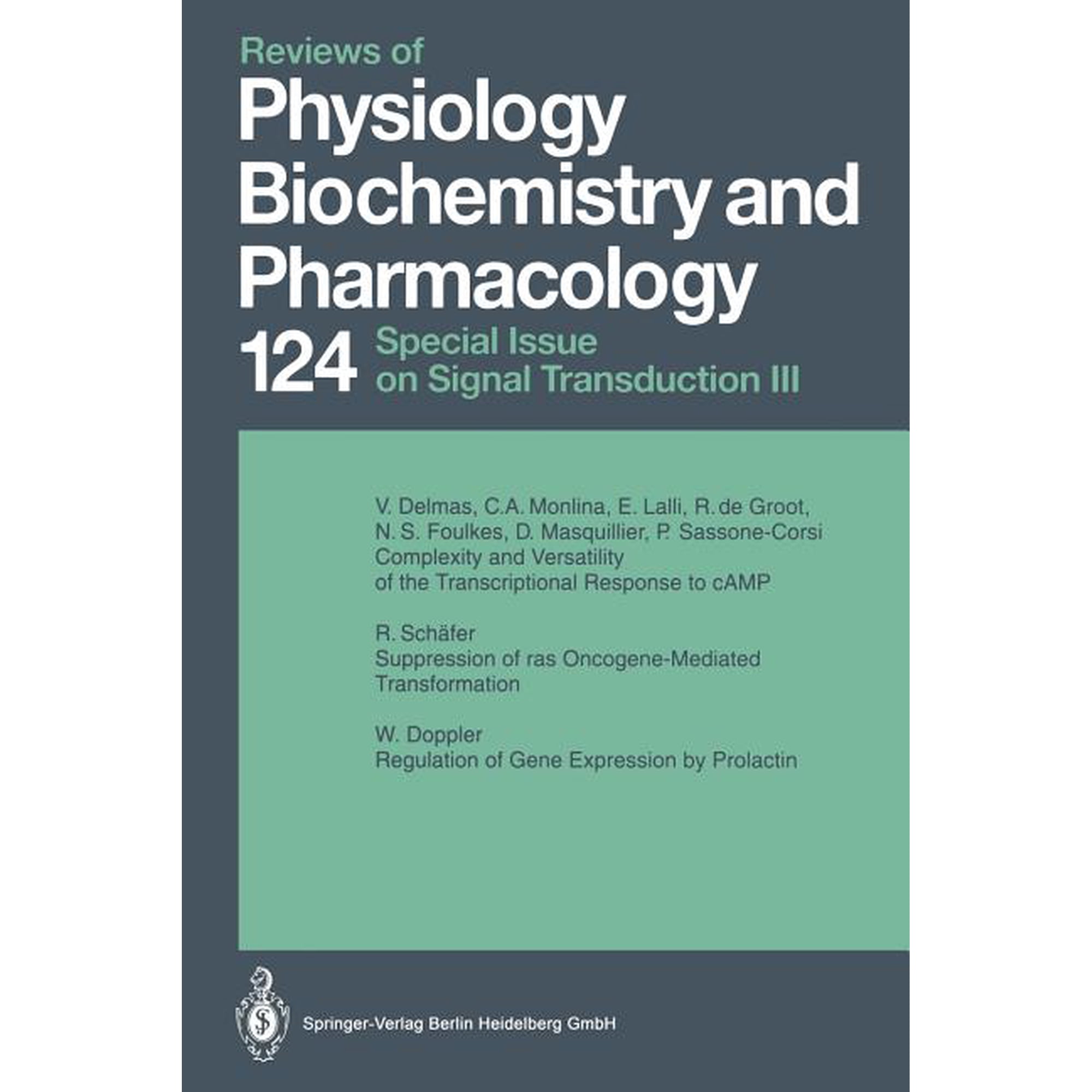 Reviews of Physiology, Biochemistry and Reviews of Physiology Biochemistry and Pharmacology, Book 124, (Paperback)
