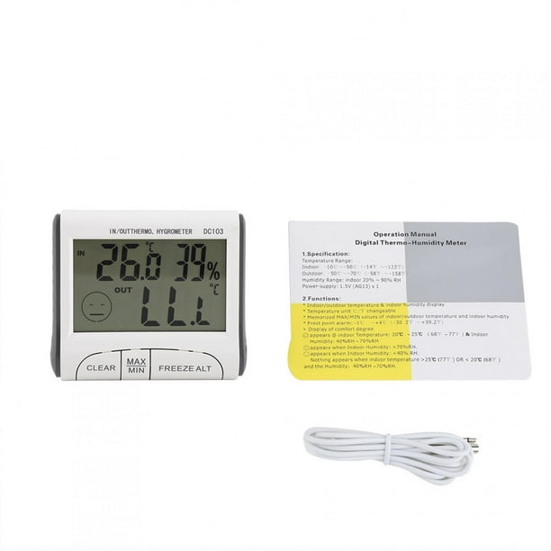 Digital Freezer Thermometer Indoor/Outdoor Temperature Sensor With Audible Alarm
