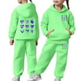thumbnail image 2 of Bobifish Big Girls Outfit Sets Gradient Heart Hoodie Set Black Fleece Hoodie And Jogger Pants With Shiny Heart Elastic Waist Casual Kids Outfit Sets, 2 of 7